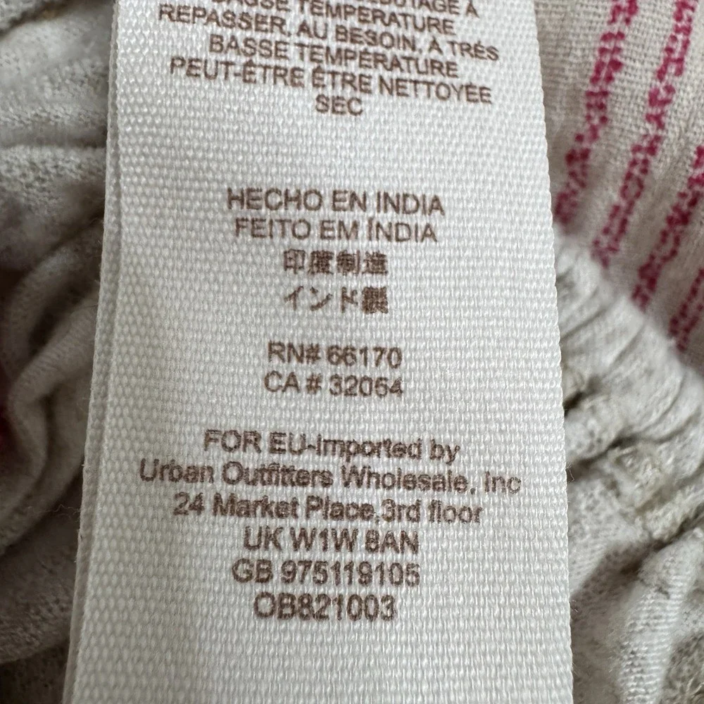Free People Pukka Tee Womens Small Cream‎ Pink Boho Embroidered Peasant Top